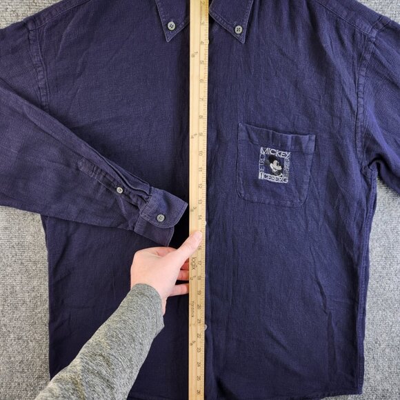 Iceberg Shirt Disney Medium Blue Long Sleeve Button Up Mickey Mouse Embroidery - Picture 3 of 16